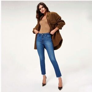 GOOD AMERICAN Good Classic Jeans High Rise Waisted Skinny Frayed Hem Size 28